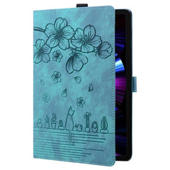 For iPad Air 13 (2025) / (2024) Pro 12.9 (2020) / (2021) Case Flower Cat Pattern Leather Smart Tablet Cover