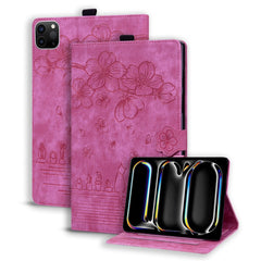 For iPad Air 13 (2025) / (2024) Pro 12.9 (2020) / (2021) Case Flower Cat Pattern Leather Smart Tablet Cover