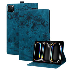For iPad Air 13 (2025) / (2024) Pro 12.9 (2020) / (2021) Case Flower Cat Pattern Leather Smart Tablet Cover