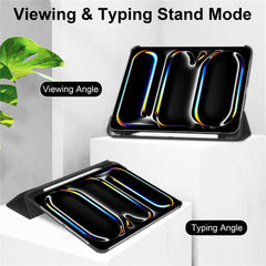 For iPad Pro 11 (2024) Case Stand PU Leather + PC Matte Back Tablet Case
