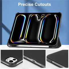 For iPad Pro 11 (2024) Case Stand PU Leather + PC Matte Back Tablet Case