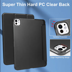 For iPad Pro 11 (2024) Case Stand PU Leather + PC Matte Back Tablet Case