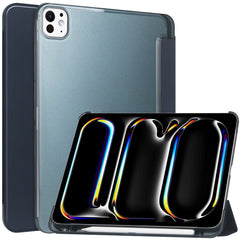 For iPad Pro 11 (2024) Case Stand PU Leather + PC Matte Back Tablet Case