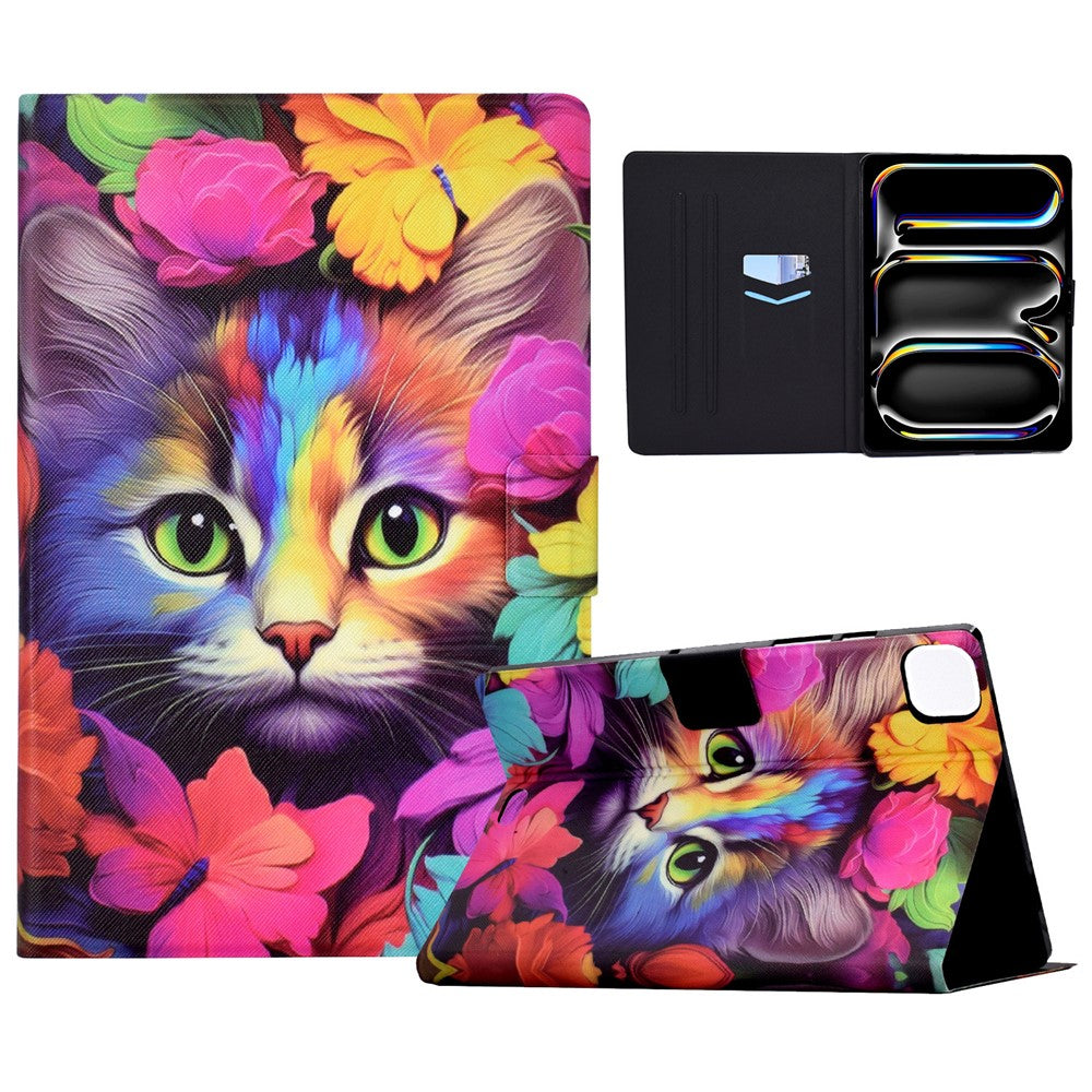 For iPad Pro 11 (2024) Case Pattern Leather Tablet Protective Cover Auto Sleep / Wake