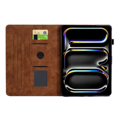 A6 For iPad Pro 11 (2024) Case Card Slots Stand Rhombus Auto Wake  /  Sleep Leather Tablet Cover