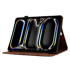 A6 For iPad Pro 11 (2024) Case Card Slots Stand Rhombus Auto Wake  /  Sleep Leather Tablet Cover