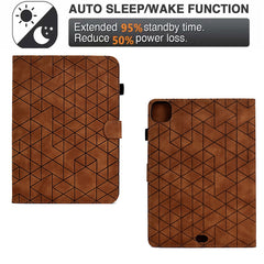 A6 For iPad Pro 11 (2024) Case Card Slots Stand Rhombus Auto Wake  /  Sleep Leather Tablet Cover