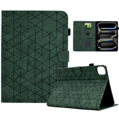 A6 For iPad Pro 11 (2024) Case Card Slots Stand Rhombus Auto Wake  /  Sleep Leather Tablet Cover