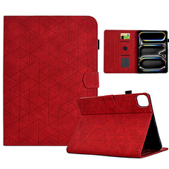 A6 For iPad Pro 11 (2024) Case Card Slots Stand Rhombus Auto Wake  /  Sleep Leather Tablet Cover