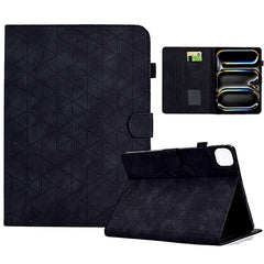 A6 For iPad Pro 11 (2024) Case Card Slots Stand Rhombus Auto Wake  /  Sleep Leather Tablet Cover