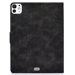 For iPad Pro 11 (2024) Case Cowhide Texture Leather Tablet Cover Multi-Angle Viewing