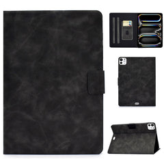 For iPad Pro 11 (2024) Case Cowhide Texture Leather Tablet Cover Multi-Angle Viewing