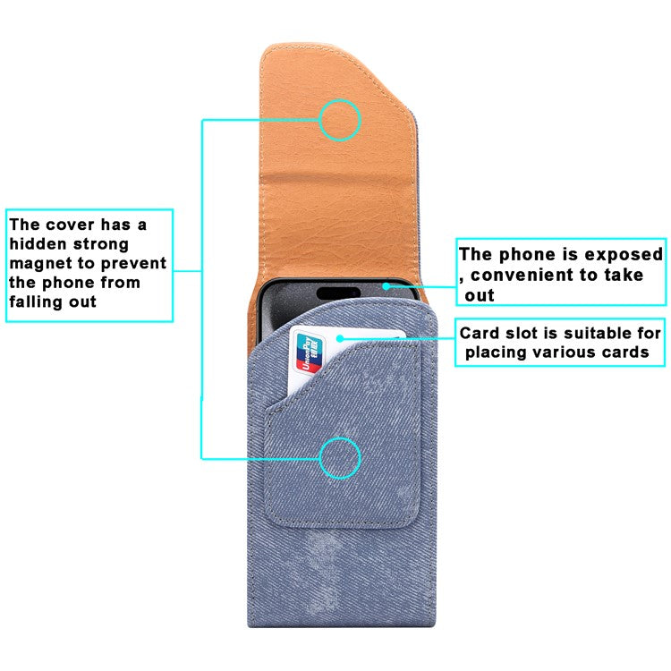 6.7  /  6.9 inch Phone Case Holster for iPhone 16 Pro Max  /  Samsung Galaxy S25 Ultra  /  S24 Ultra , Jeans Cloth Texture Belt Clip Leather Ba - TechGearPal