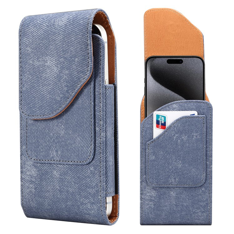 6.7  /  6.9 inch Phone Case Holster for iPhone 16 Pro Max  /  Samsung Galaxy S25 Ultra  /  S24 Ultra , Jeans Cloth Texture Belt Clip Leather Ba - TechGearPal