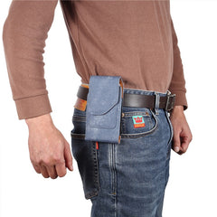6.7  /  6.9 inch Phone Case Holster for iPhone 16 Pro Max  /  Samsung Galaxy S25 Ultra  /  S24 Ultra , Jeans Cloth Texture Belt Clip Leather Ba - TechGearPal