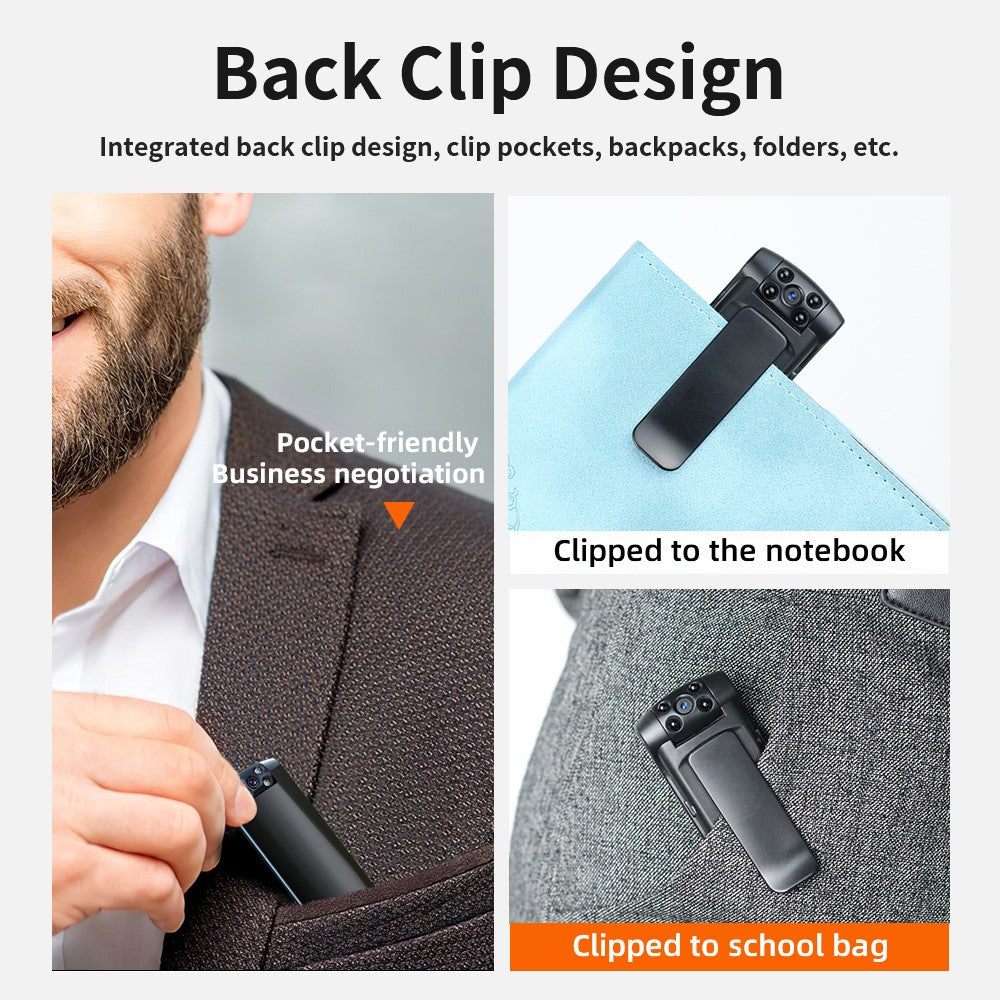 L01 Mini Pocket Camera Portable HD 1080P Camera Law Enforcement Recorder Sports DV Camera with Back Clip - TechGearPal