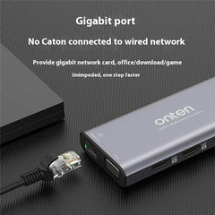 ONTEN UC601 USB 3.0 Hub Docking Station Gigabit Ethernet RJ45  /  Dual HDMI 4K  /  Type-C Multifunction Adapter - TechGearPal