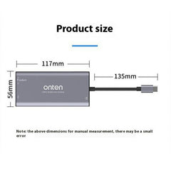 ONTEN UC601 USB 3.0 Hub Docking Station Gigabit Ethernet RJ45  /  Dual HDMI 4K  /  Type-C Multifunction Adapter - TechGearPal