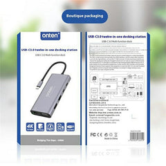 ONTEN UC601 USB 3.0 Hub Docking Station Gigabit Ethernet RJ45  /  Dual HDMI 4K  /  Type-C Multifunction Adapter - TechGearPal