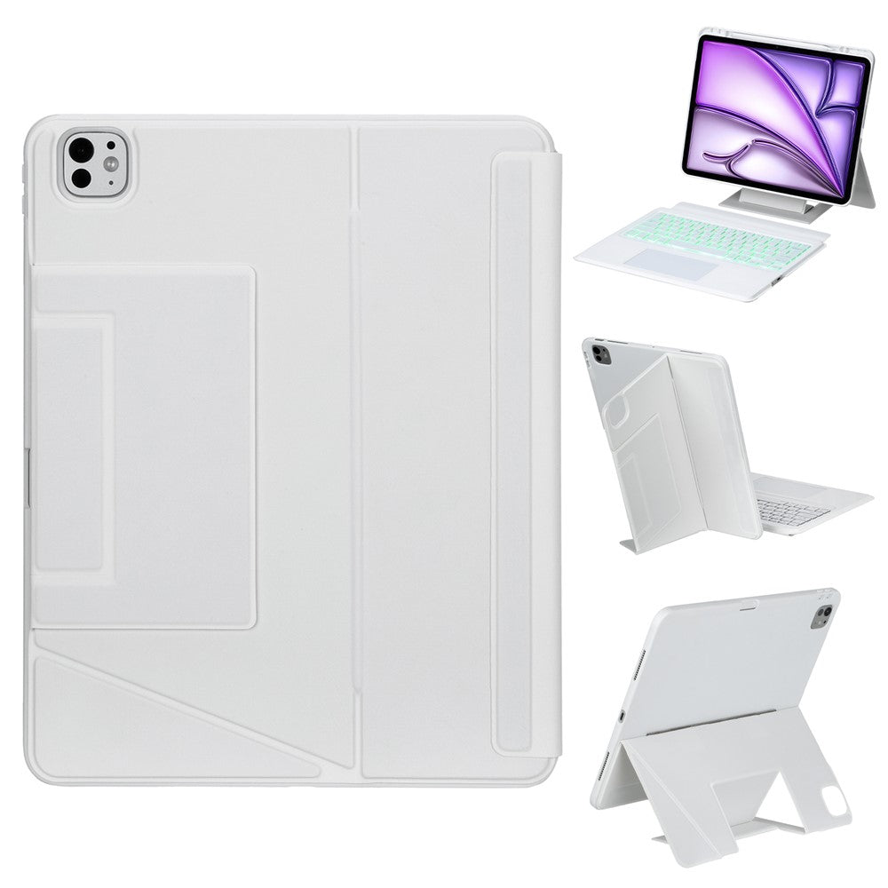 HY-12B Leather Case For iPad Air 13 (2025) / (2024) / Pro 12.9 (2022) / (2021) / (2020) / (2018) Detachable Keyboard with Floating Stand