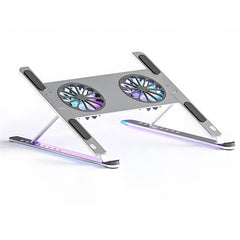 P11F Portable Folding Laptops Stand Aluminum Alloy Adjustable Desktop Tablets Holder with 2 Cooling Fan for Tablets, Notebooks - TechGearPal