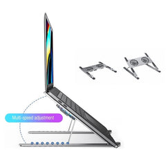 P11F Portable Folding Laptops Stand Aluminum Alloy Adjustable Desktop Tablets Holder with 2 Cooling Fan for Tablets, Notebooks - TechGearPal