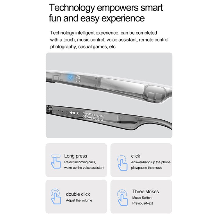W100 AI Translation Smart Glasses Bluetooth-Compatible Call Music Fashion Sports IP67 Waterproof Hall Sensor Glasses - TechGearPal