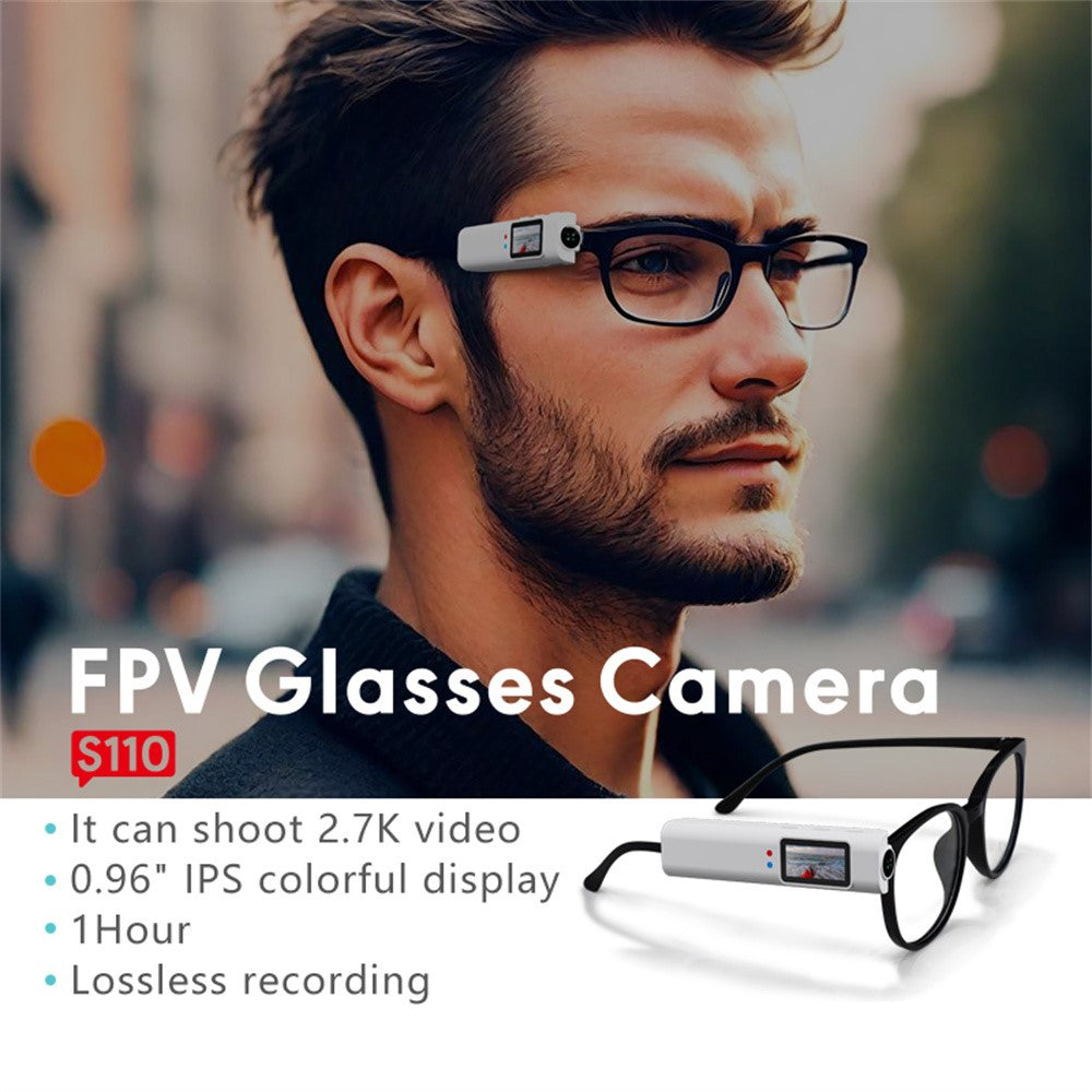 S110 First Person View Glasses Camera IPS Display WiFi APP Control 2.7K Ultra HD Video Recorder with 32G TF Card - TechGearPal