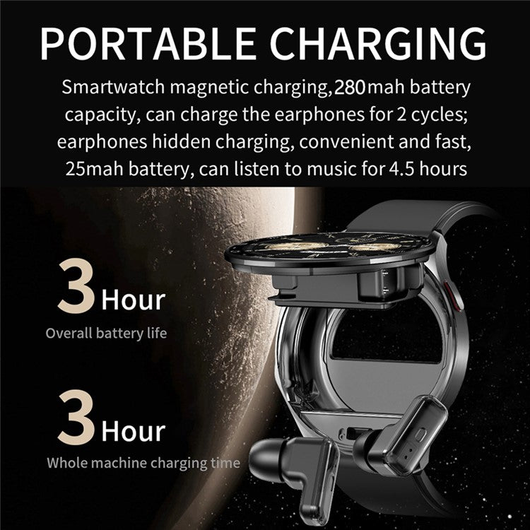 T97 2 in 1 Smart Watch with Wireless Earbuds Bluetooth-Compatible Call Health Monitoring Sports Waterproof Watch - TechGearPal