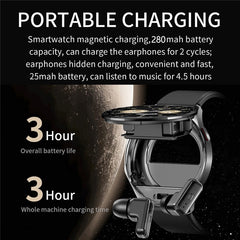 T97 2 in 1 Smart Watch with Wireless Earbuds Bluetooth-Compatible Call Health Monitoring Sports Waterproof Watch - TechGearPal