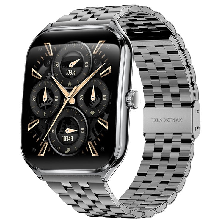 MT61 Ultra Thin Smart Watch 1.96 Inch AMOLED Curved Screen Bluetooth-Compatible Calling Health Monitor, Steel Strap - TechGearPal