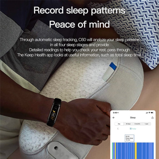 C60 1.1 inch Waterproof Smart Watch Body Temperature Health Monitor Fitness Tracker Sports Wristband - TechGearPal