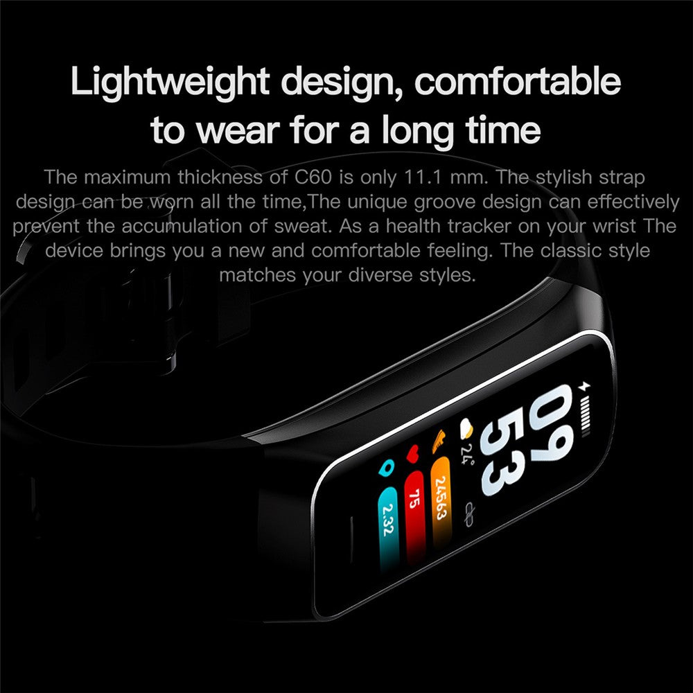 C60 1.1 inch Waterproof Smart Watch Body Temperature Health Monitor Fitness Tracker Sports Wristband - TechGearPal