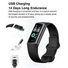 C68L 0.96" Smart Watch with Heart Rate, Temperature Monitoring Message Push Pedometer Sports Bracelet - TechGearPal