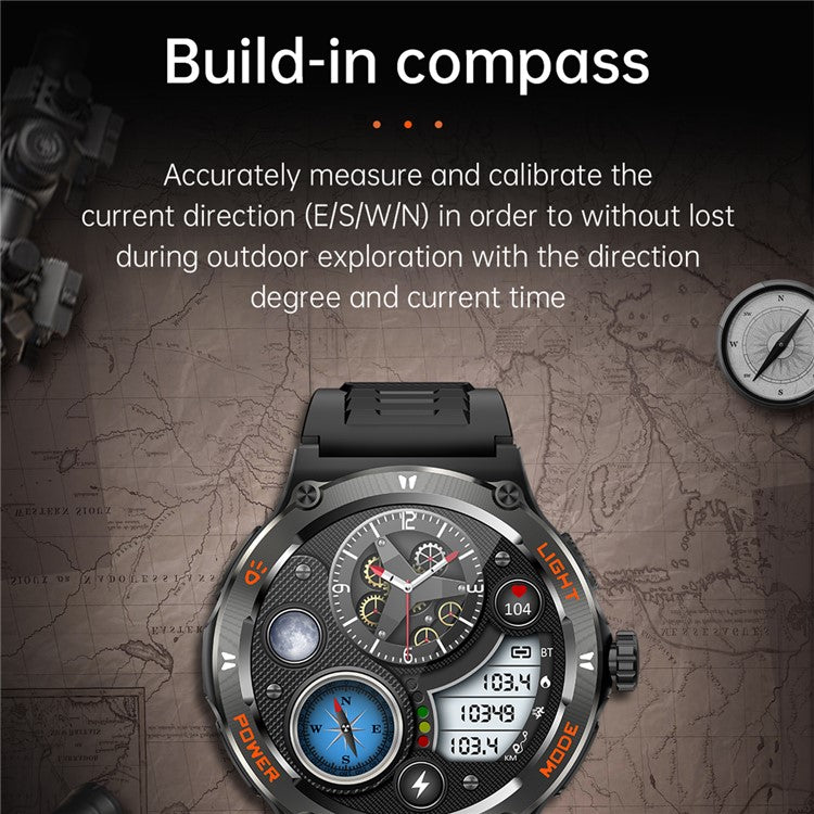 KT76 3ATM Waterproof Health Monitor 1.53-inch Bluetooth-compatible Smart Watch with Flashlight - TechGearPal