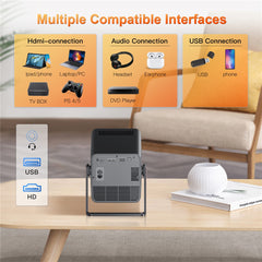HM103-A Dual-Band Bluetooth-compatible 5.0 1080P Auto Focus Projector with 270-Degree Adjustable