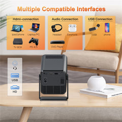 HM103-B Dual-Band Bluetooth-compatible 5.0 1080P Auto Focus Projector with 270-Degree Adjustable