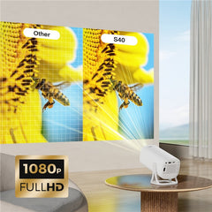 S40 Ultra Portable Projector Android Gaming Projector LED 1024x600P 120 ANSI Lumens 30-100 Inch Scree - TechGearPal
