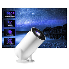 HY300-H713 600P Portable Mini Projector LED 130 ANSI Lumens Android 11 WiFi BT5.4 Projector for Home / Office