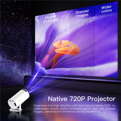 HY300-H713 600P Portable Mini Projector LED 130 ANSI Lumens Android 11 WiFi BT5.4 Projector for Home / Office