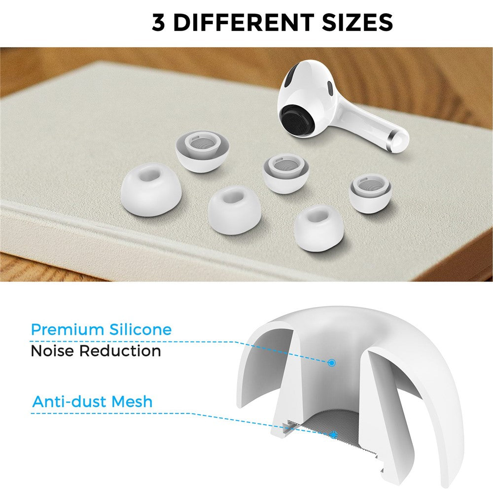 AHASTYLE WG86 3 Pairs for Apple AirPods Pro 2 / AirPods Pro Silicone Caps Earbuds Ear Tips In-Ear Earphone Covers Replacement, Size: S+M+L - TechGearPal