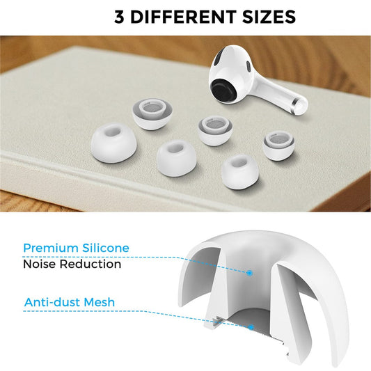 AHASTYLE WG86 3 Pairs for Apple AirPods Pro 2 / AirPods Pro Silicone Caps Earbuds Ear Tips In-Ear Earphone Covers Replacement, Size: S+M+L - TechGearPal