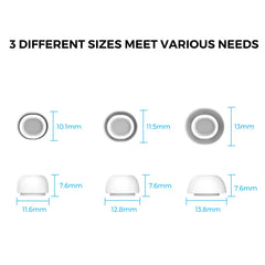 AHASTYLE WG86 3 Pairs for Apple AirPods Pro 2 / AirPods Pro Silicone Caps Earbuds Ear Tips In-Ear Earphone Covers Replacement, Size: S+M+L - TechGearPal