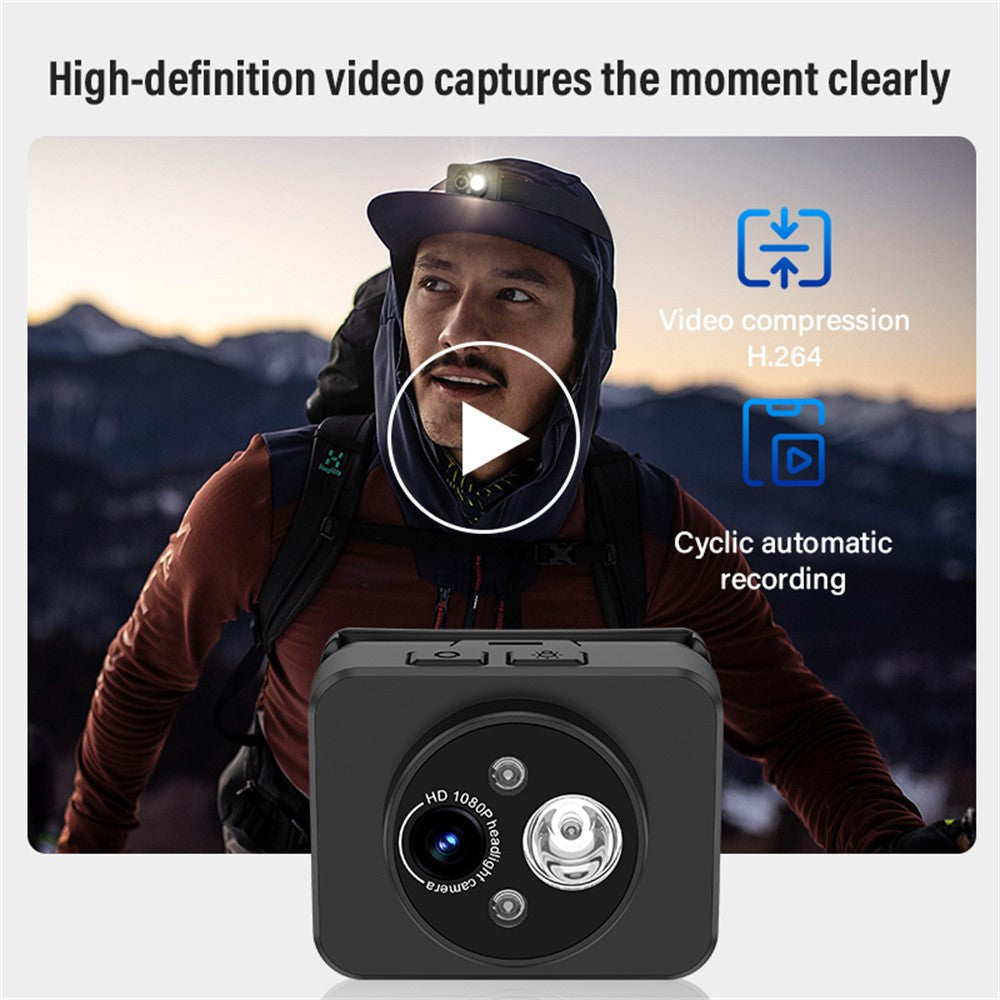D8 Outdoor Portable HD Head Mounted Camera Sports 1080P Video Recording LED Headlight with 32GB Card - TechGearPal