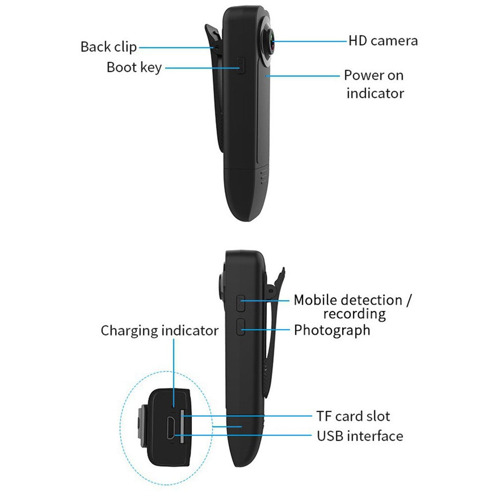 A18 Back Clip Camera HD 1080P Video IR Night Vision Motion Detection Camera Outdoor Sports Lavalier Camera - TechGearPal