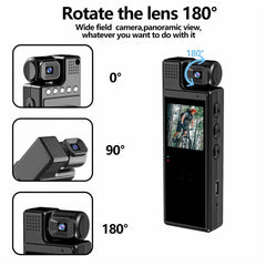 L9 1080P Full HD Body Camcorder Night Vision Mini Camera with 180 Degree Rotating Lens - TechGearPal