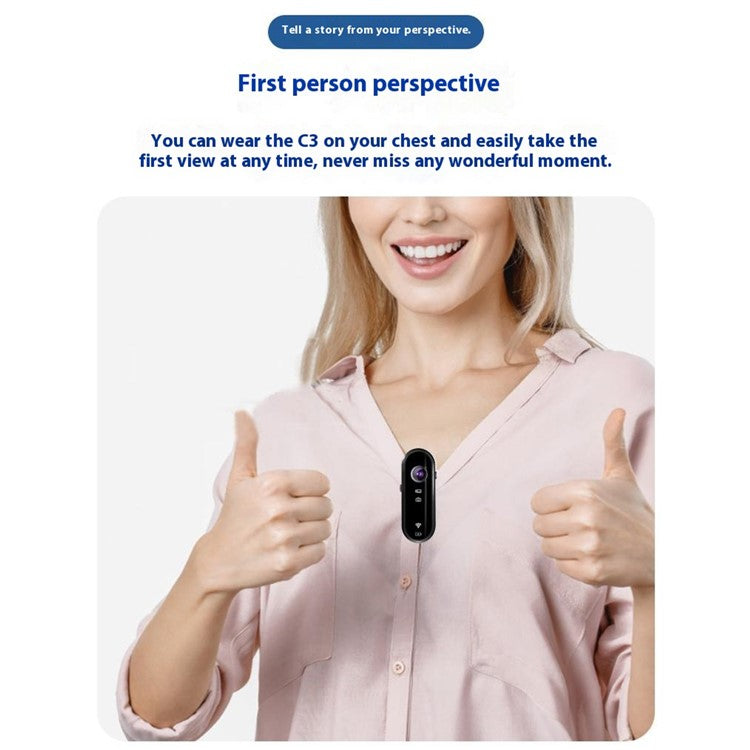 C3 Pro Thumb Action Camera 1080P HD Small Body Helmet Camera with Bicycle Holder for POV Vlogging Recording - TechGearPal