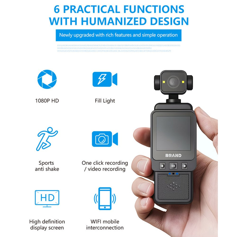 DV01 1.6 Inch 1080P HD Action Camera Loop Recording Outdoor Vlog Shooting WiFi Camcorder Built In Fill Light - TechGearPal