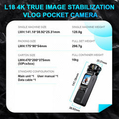 L18 1.69 Inch Touch Screen 4K Wireless Action Camera Gyroscope Stabilization Pocket Camera for Outdoor Recording