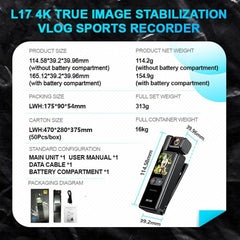 L17 1.69 Inch 4K Wireless Action Camera EIS Anti Shake Touch Screen Sports Camcorder with 32GB Card + Card Reader